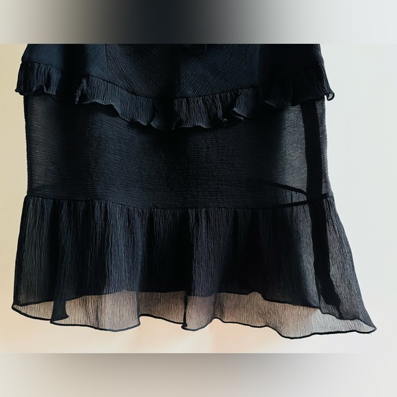 ❤️ VINTAGE CACHAREL 36 4 SEMI SHEER BLACK TIERED RUFFLE SILK CREPE DESIGNER TOP - Picture 13 of 13